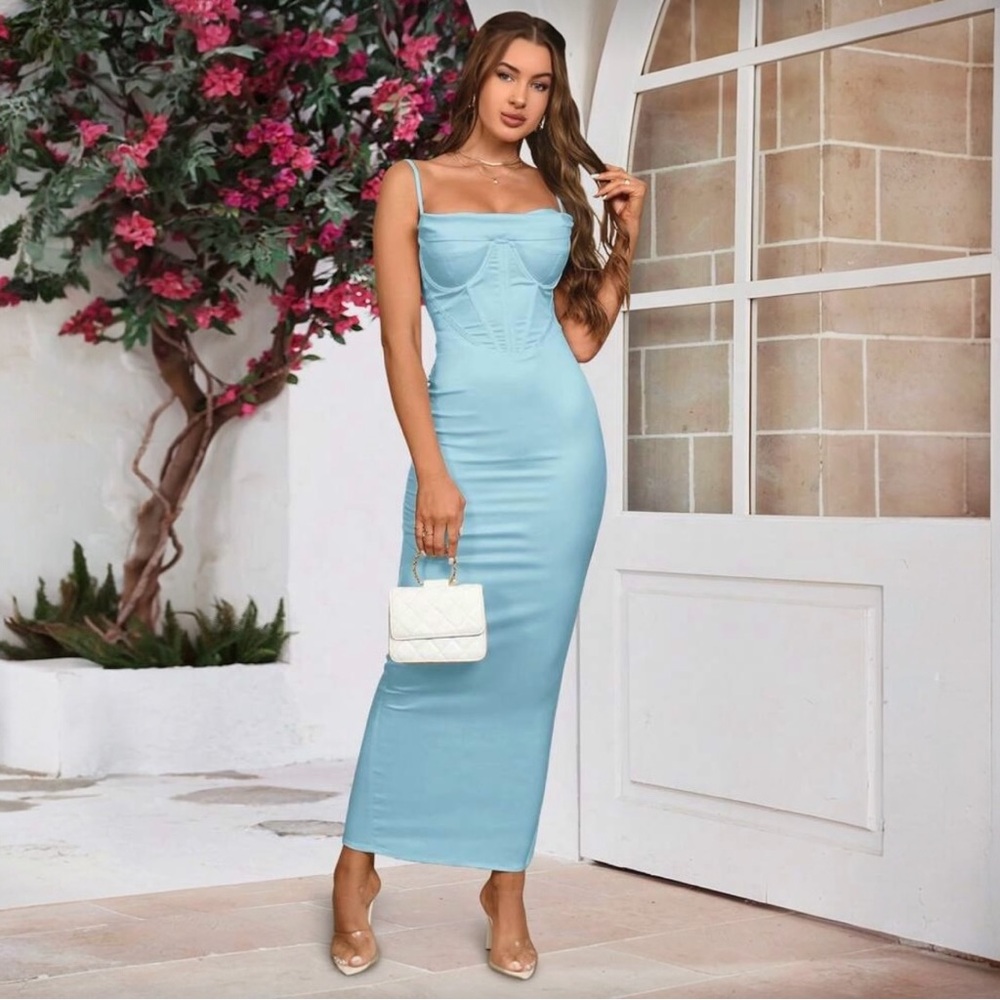 Spaghetti Strap Bodycon Maxi Dress - S - Picture 5 of 12